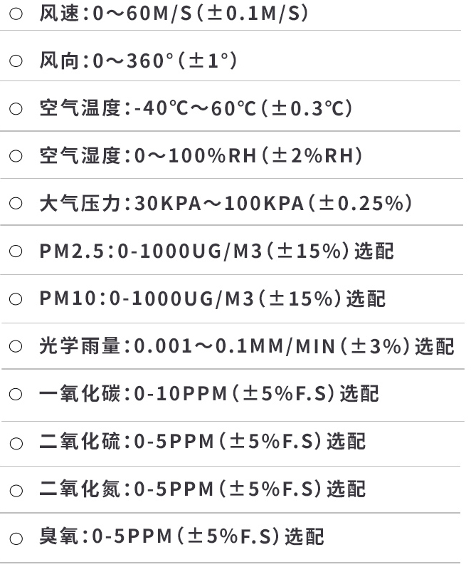 防爆型氣象站技術(shù)參數(shù)